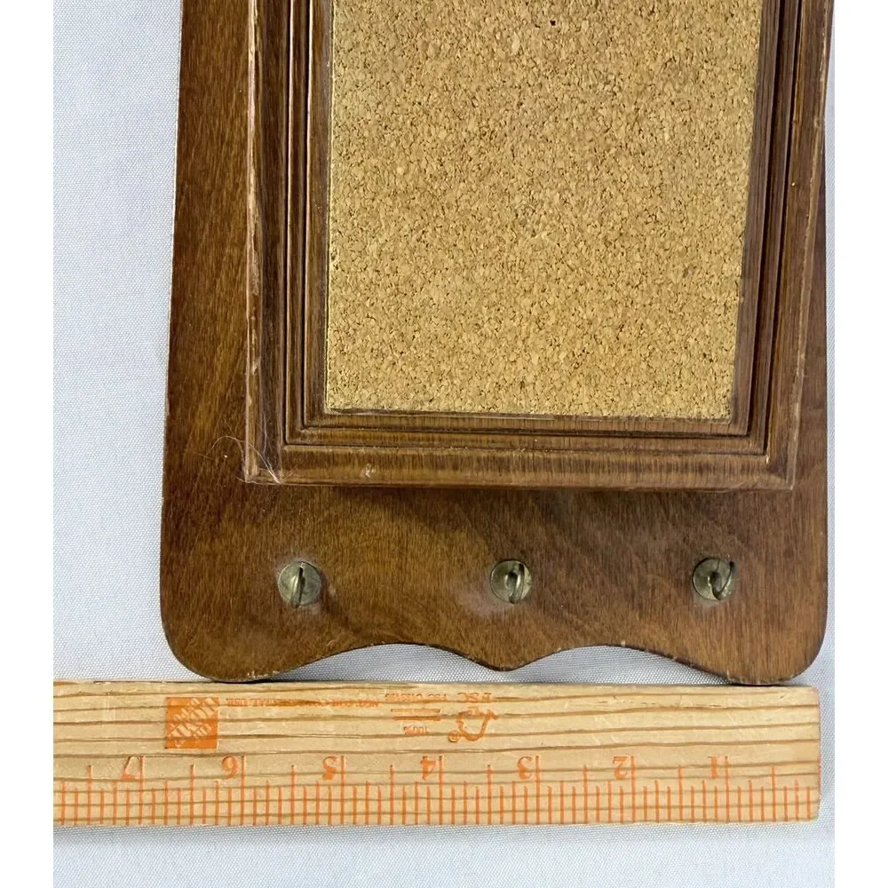 Vtg Kitschy 1970s Carved Owl Wood Cork Memo Board Mail Caddy Key Hook Kitchen